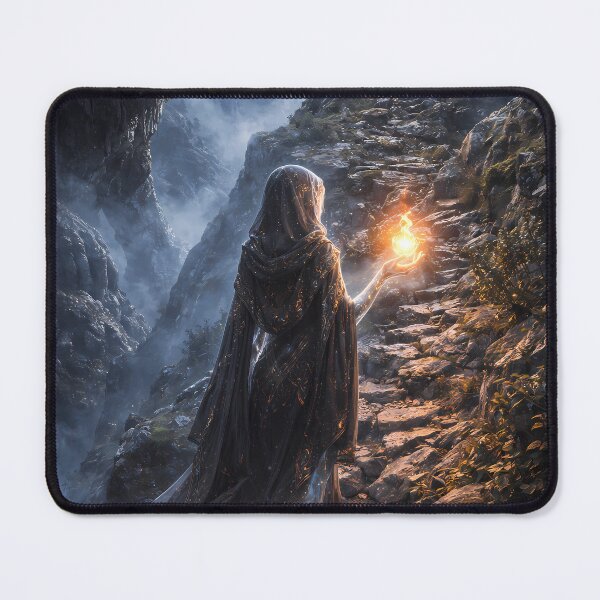 Item preview, Fantasy Mountain Sorceress Fire Path Art designed and sold by KnitOfShadoF.