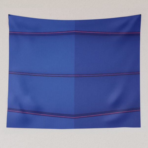 Item preview, Minimalist Deep Blue with Pink Neon Lines | Solid Geometric Abstract Art designed and sold by Midnight Veil Designs.