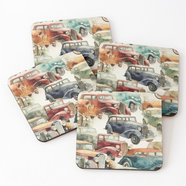 Item preview, Classic Vintage Automobile Watercolor Collage designed and sold by pinkal.