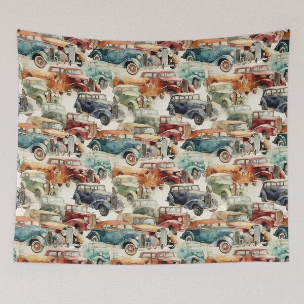 Item preview, Classic Vintage Automobile Watercolor Collage designed and sold by pinkal.