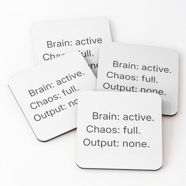 Item preview, Mind Signals Minimal Text Design – Brain: Active Chaos Full Output None Typography designed and sold by ArtivaNest.
