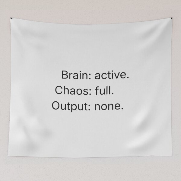 Item preview, Mind Signals Minimal Text Design – Brain: Active Chaos Full Output None Typography designed and sold by ArtivaNest.