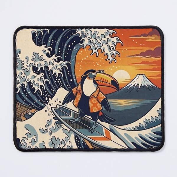 Item preview, Funny Toucan Surfer Kanagawa Wave Japanese Sunset Vintage Boys Girls Kids designed and sold by FurryHavenPH.