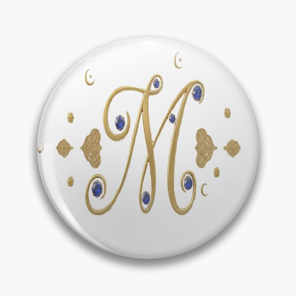 Item preview, Royal Letter M: Golden Islamic Art & Blue Sapphire designed and sold by KalamAura.