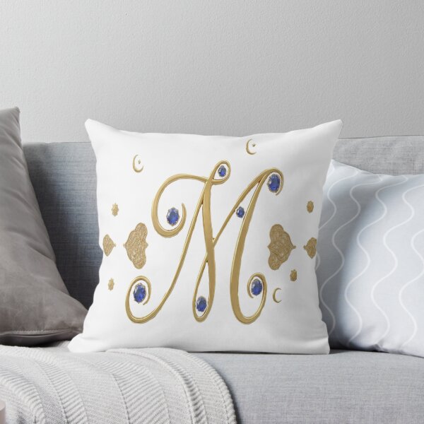 Item preview, Royal Letter M: Golden Islamic Art & Blue Sapphire designed and sold by KalamAura.