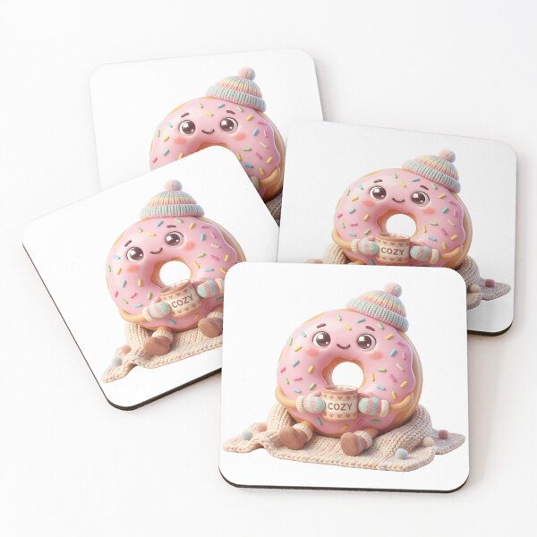 Item preview, Cute Cozy Donut Character – Kawaii Winter Coffee Illustration designed and sold by sabahn.
