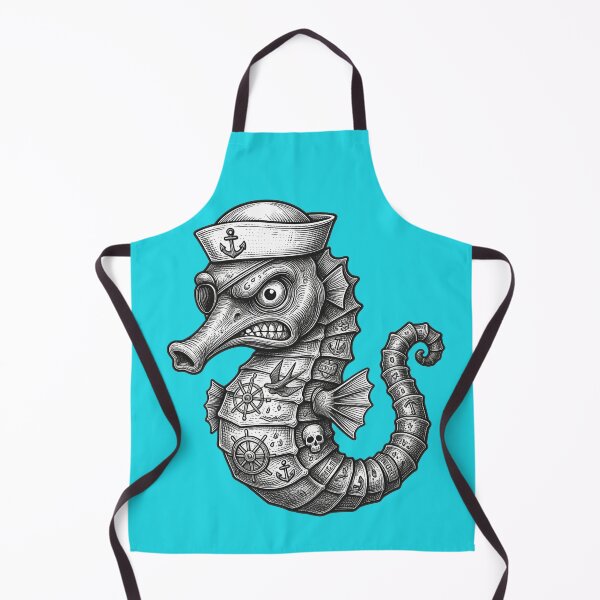 Item preview, Grim seahorse in detailed pirate tattoo style designed and sold by AdCoL.