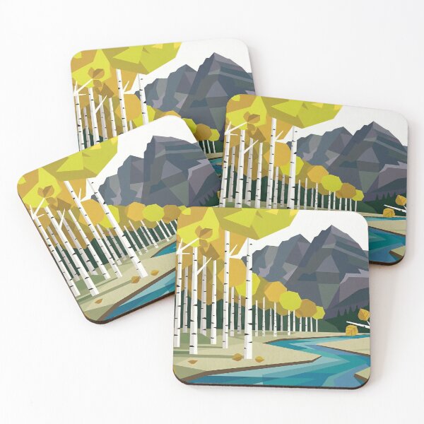 Item preview, Geometric Aspen Forest with River and Squirrel Modern Art designed and sold by Meteor Destroyer.