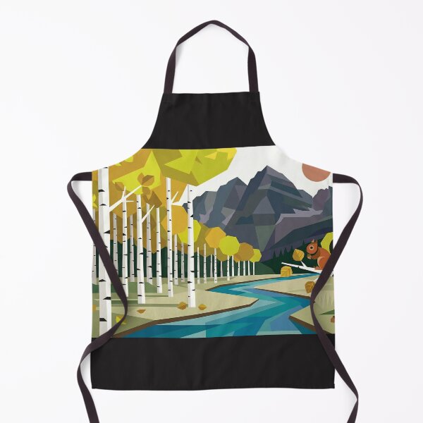 Item preview, Geometric Aspen Forest with River and Squirrel Modern Art designed and sold by Meteor Destroyer.