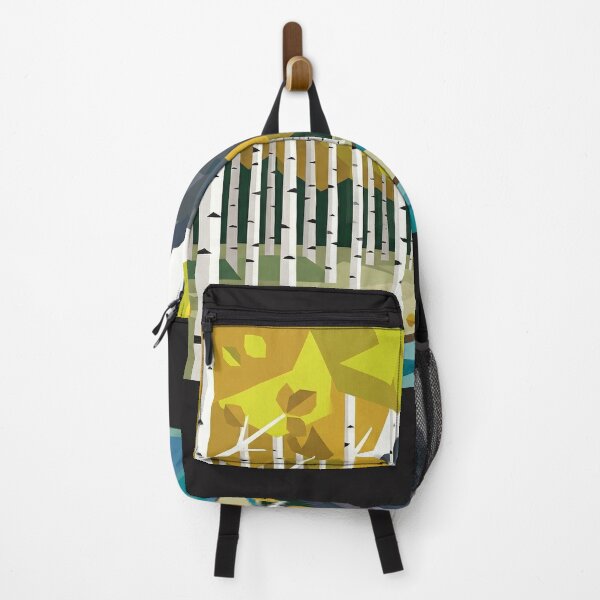 Item preview, Geometric Aspen Forest with River and Squirrel Modern Art designed and sold by Meteor Destroyer.