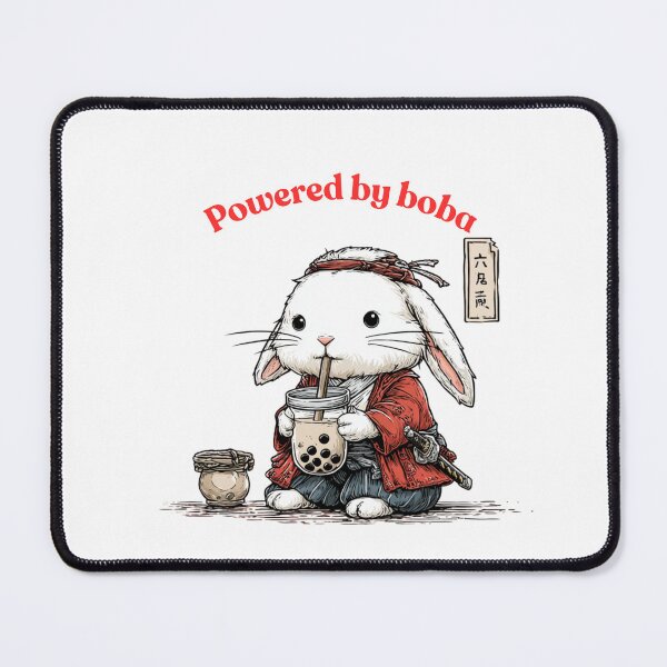 Item preview, Powered by Boba – Cute Samurai Bunny Kawaii T-Shirt Design designed and sold by De Aqui y de Alla Studio.