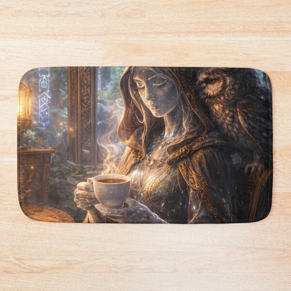 Item preview, Mystic Sorceress Owl Tea Fantasy Artwork designed and sold by KnitOfShadoF.