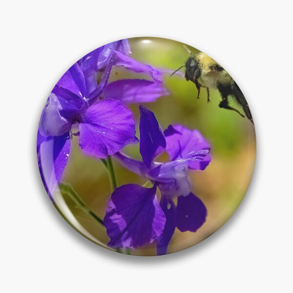 Item preview, Bumblebee Hovers over Larkspur Flowers designed and sold by AMacGPhilly.