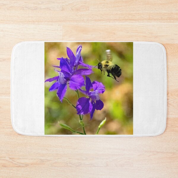 Item preview, Bumblebee Hovers over Larkspur Flowers designed and sold by AMacGPhilly.