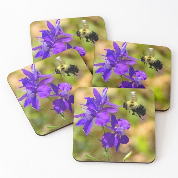 Item preview, Bumblebee Hovers over Larkspur Flowers designed and sold by AMacGPhilly.