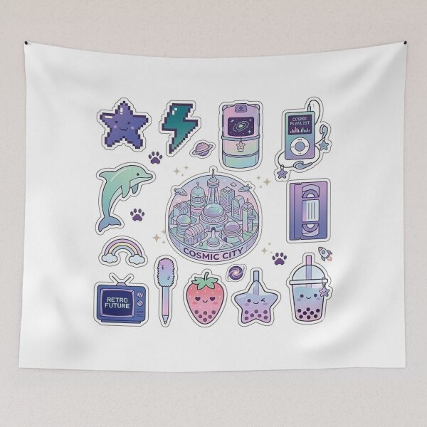Item preview, Cosmic City Retro Future Aesthetic Sticker Sheet designed and sold by Csstoree.