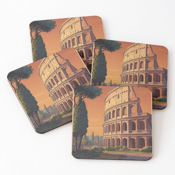 Artikelvorschau, Rome Colosseum Vintage Travel Poster at Dusk – Retro Italy Art Print entworfen und verkauft von BestVarieties.