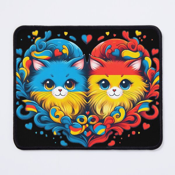 Item preview, Ukraine and Spain United Hearts - Kawaii Cats Art designed and sold by UkrainianSpain.