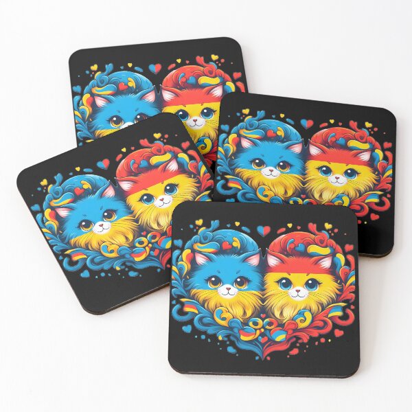 Item preview, Ukraine and Spain United Hearts - Kawaii Cats Art designed and sold by UkrainianSpain.