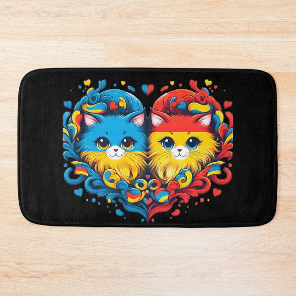 Item preview, Ukraine and Spain United Hearts - Kawaii Cats Art designed and sold by UkrainianSpain.