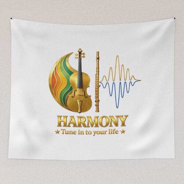 Item preview, Harmony Music Design – Violin, Flute & Sound Waves | Music Lover Gift | Orchestra Art designed and sold by Be-You-Vibes.