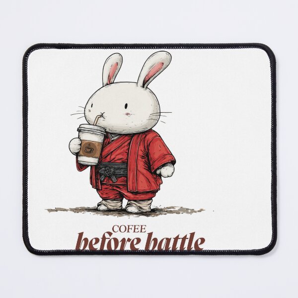 Item preview, Coffee Before Battle – Cute Samurai Bunny Funny Kawaii Design designed and sold by De Aqui y de Alla Studio.