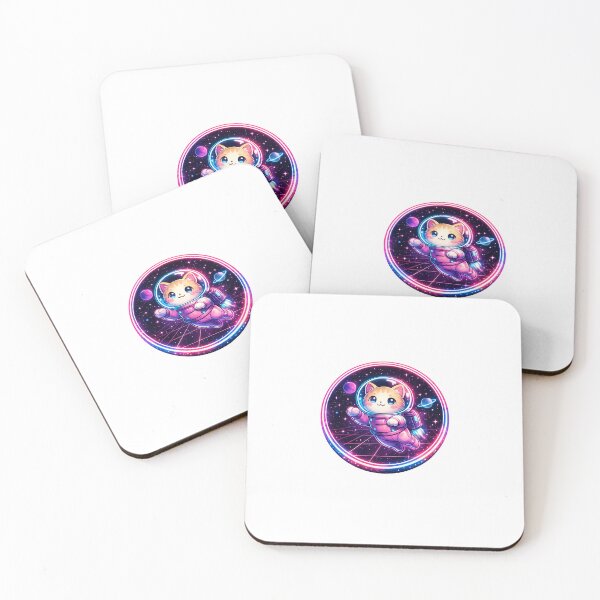 Item preview, Vaporwave Cat Astronaut – Neon Space Aesthetic Cute Kitty Sticker designed and sold by VNyA.