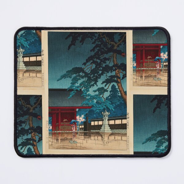 Item preview, Harusame Gokokuji (Spring Rain at Gokokuji Temple) by Hasui Kawase | Japanese Temple Poster | Japandi Seasonal Art designed and sold by artofuniverse.