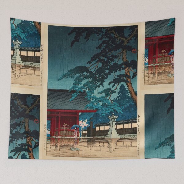 Item preview, Harusame Gokokuji (Spring Rain at Gokokuji Temple) by Hasui Kawase | Japanese Temple Poster | Japandi Seasonal Art designed and sold by artofuniverse.