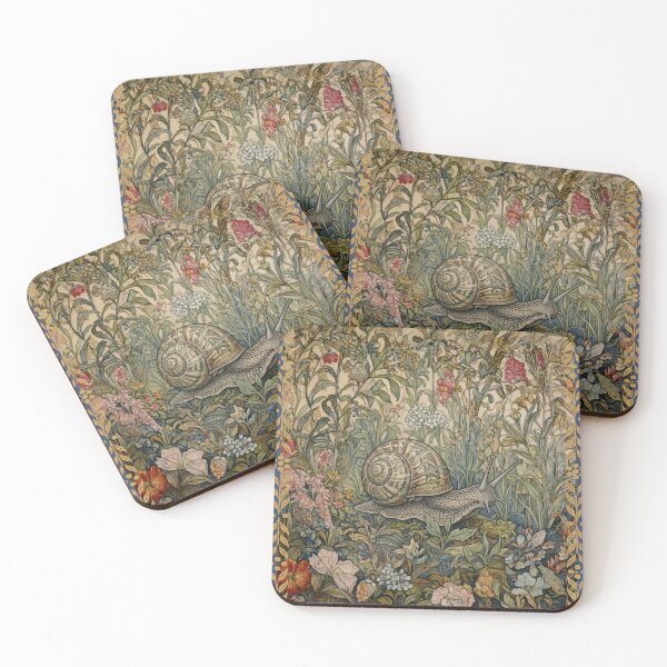 Item preview, Vintage Snail Botanical Garden Art Nouveau Style designed and sold by AntiqueImages.
