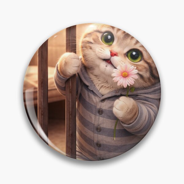 Item preview, Tiny Prisoner Cat Offering a Flower designed and sold by LovelyCatGalaxy.