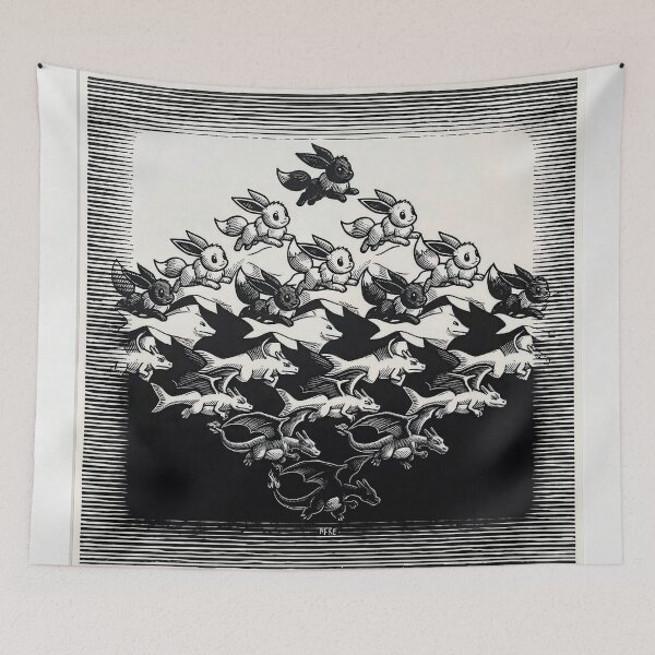 Item preview, Optical Illusion Evolution Art Cute Creature Metamorphosis Black and White Design designed and sold by Meteor Destroyer.