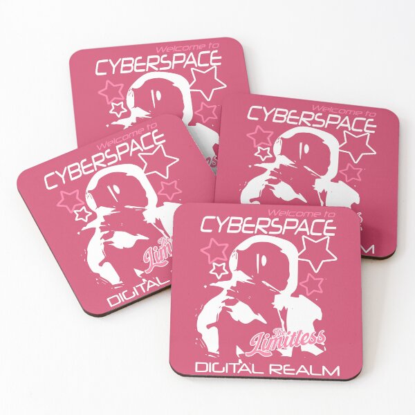 Item preview, CYBERSPACE – White and pink astronaut on a futuristic black background Y2K designed and sold by Pics'Elle Creations.
