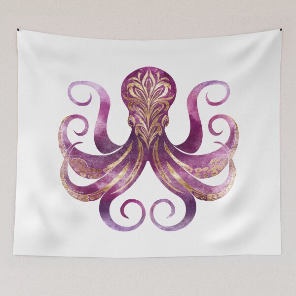 Item preview, Ornamental Purple Octopus – Elegant Decorative Ocean Illustration designed and sold by olenapetol.