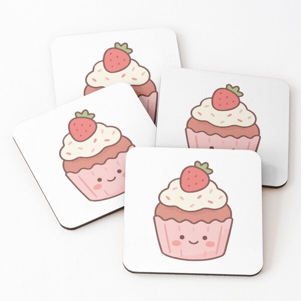 Item preview, Cute Strawberry Cupcake Sticker with Face | Kawaii Dessert Pastel Aesthetic designed and sold by Nuha28.