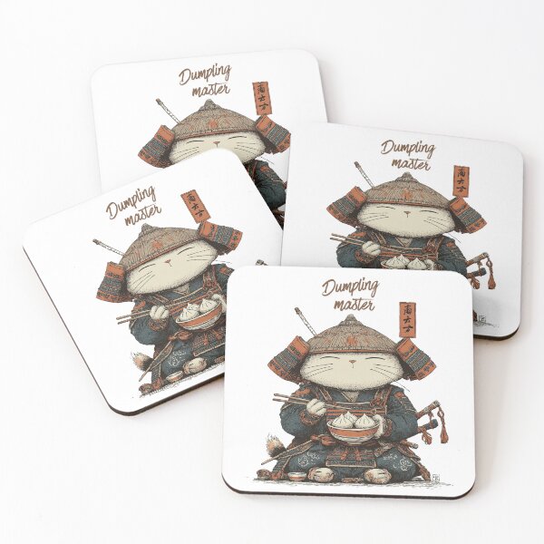 Item preview, Dumpling Master – Cute Samurai Cat Eating Dumplings Kawaii Design designed and sold by De Aqui y de Alla Studio.