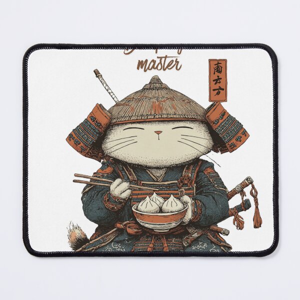 Item preview, Dumpling Master – Cute Samurai Cat Eating Dumplings Kawaii Design designed and sold by De Aqui y de Alla Studio.