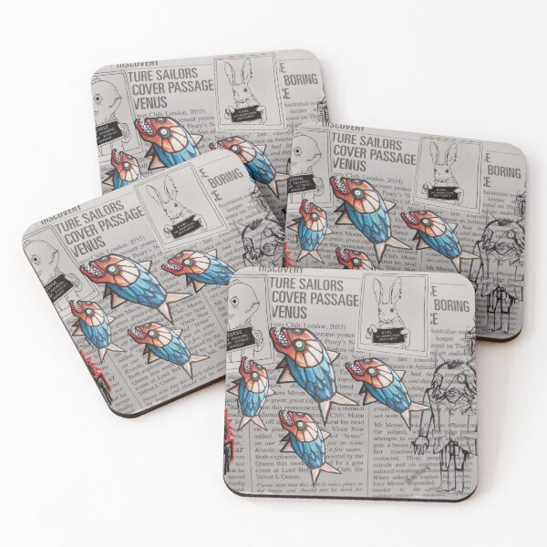 Item preview, Newspaper, mixedmedia collage, fish, fox, rabbit,  designed and sold by NessArtByEwa.