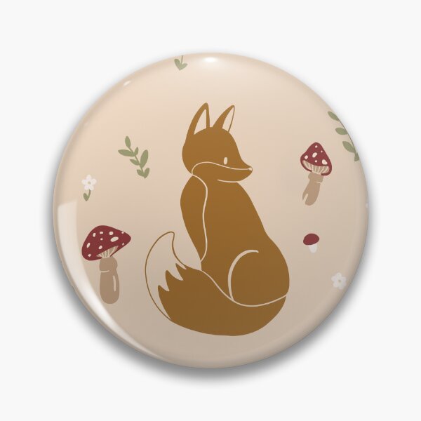 Artikelvorschau, cute minimalistic fox art beige poster mushrooms flowers kids room entworfen und verkauft von Mypixieart.