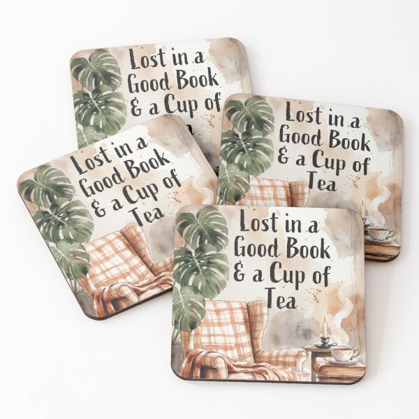 Item preview, Cozy Watercolor Reading Nook - Lost in a Good Book & a Cup of Tea designed and sold by TatiK-Treasures.