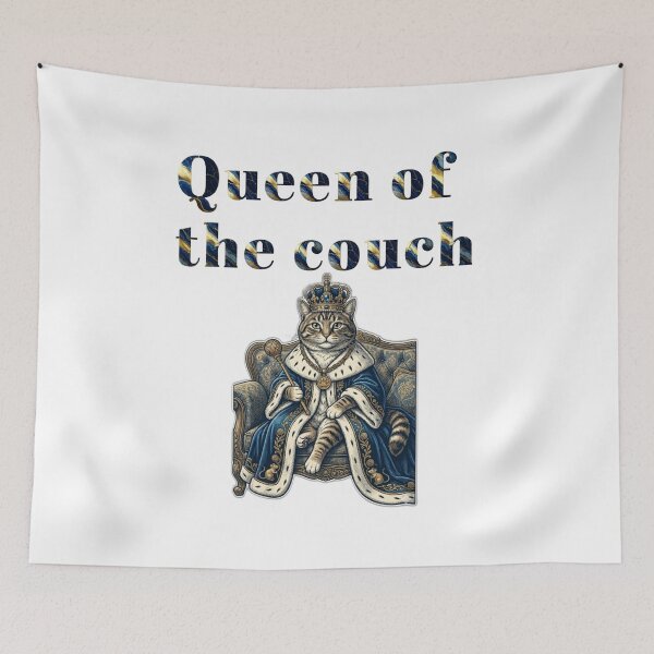 Item preview, Queen of the Couch Cat T-Shirt | Funny Royal Pet Portrait | Cat Mom Gift Idea designed and sold by Clintora.