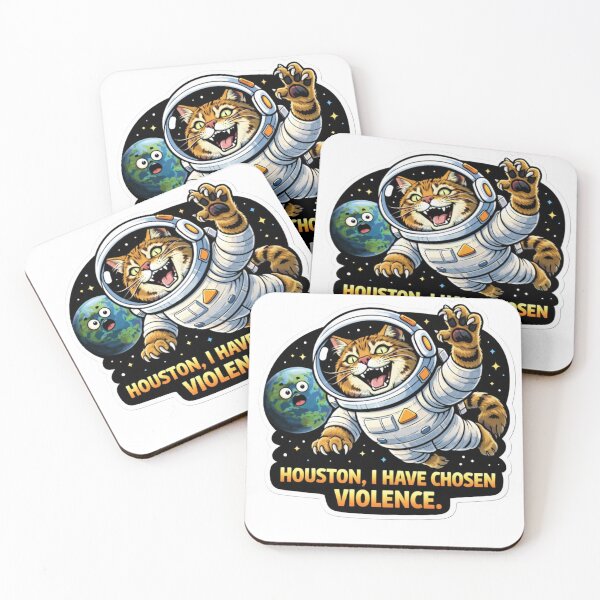Item preview, Feral Cat Astronaut Houston I Have Chosen Violence designed and sold by Gentlestate.