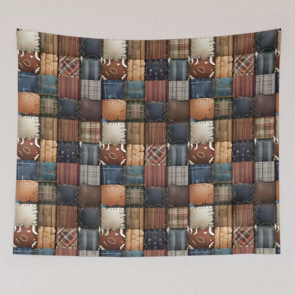 Item preview, Western Denim Leather Patchwork Rustic Country Design designed and sold by CoastalEmp.