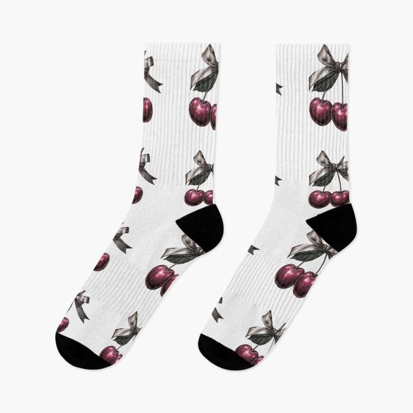 Item preview, Glossy Cherries with Ribbon – Dark Aesthetic Fruit Illustration designed and sold by olenapetol.