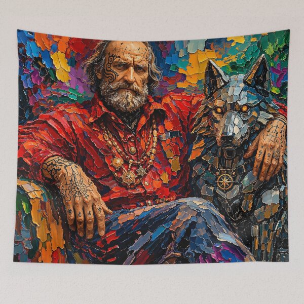 Item preview, Giuseppe Garibaldi with Robot Dog Oil Painting designed and sold by McZerrill.