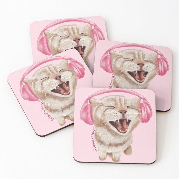 Item preview,  Vibing Cat with Pink Headphones - Music Lover Art designed and sold by danlikesarte.