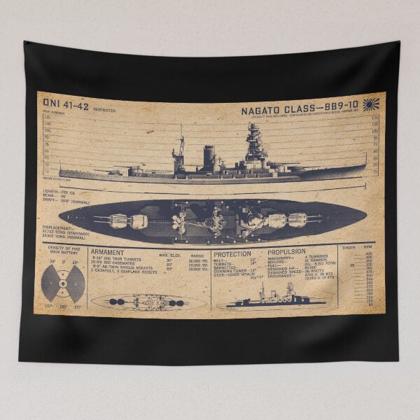 Item preview, Nagato Class Japanese WW2 Battleship Identification Diagram designed and sold by MilitaryMart.