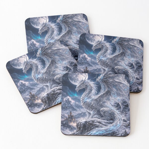 Item preview, Ice Arcane Dragon – Moonlight Guardian, Frozen Rune Beast, Fantasy Creature designed and sold by DrakariArt.