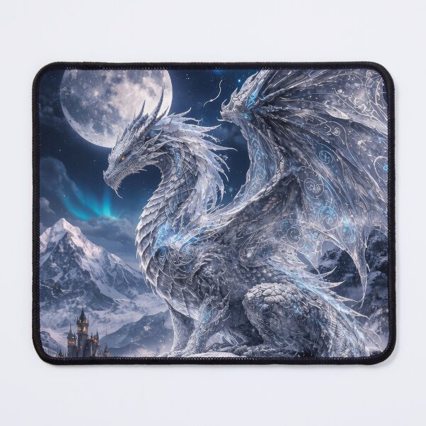 Item preview, Ice Arcane Dragon – Moonlight Guardian, Frozen Rune Beast, Fantasy Creature designed and sold by DrakariArt.