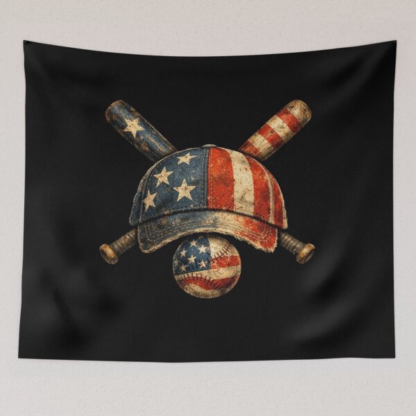Item preview, Baseball American Flag Lax Cap & Bat Sports 4th of July designed and sold by BHMARTS.